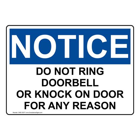 No Doorbell Ringing Sign Template 1