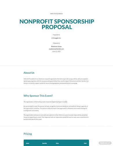 Non-Profit Sponsorship Proposal Template for Word