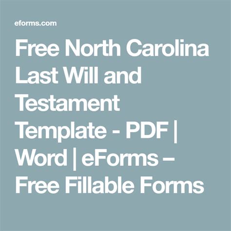 North Carolina Will Template Word