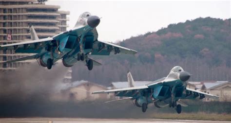 North Korean fighter jets on a runway