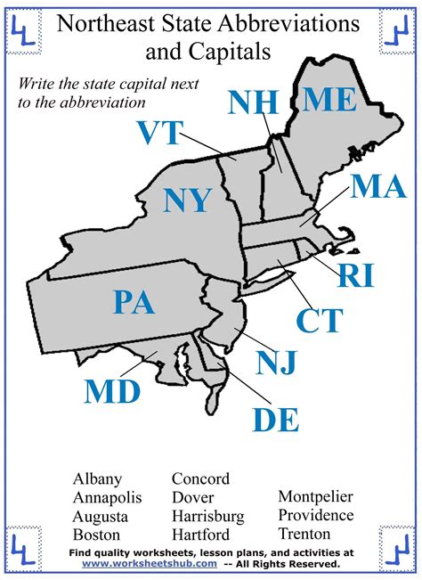 Map of Northeast State Capitals