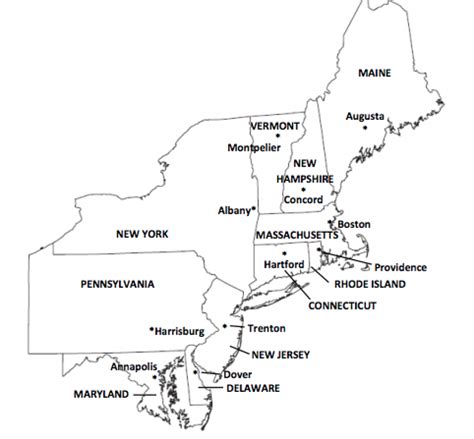 Northeast State Capitals Map