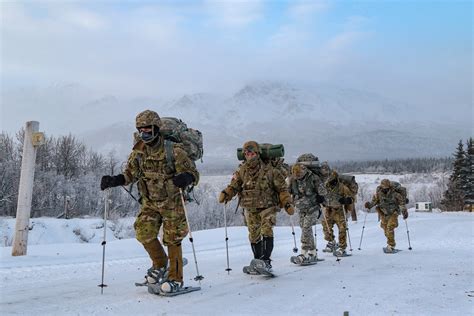 Soldiers working together in the Arctic environment