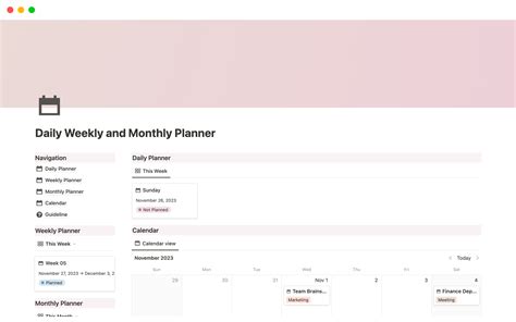 Notion Monthly Planner Template