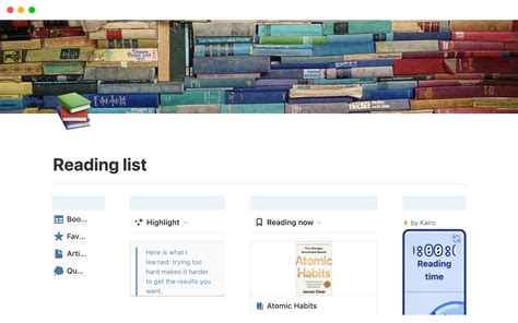 Notion Reading List Ideas