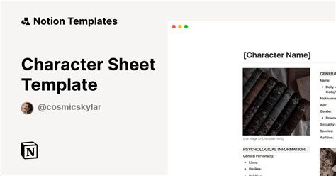Notion Character Sheet Template Example