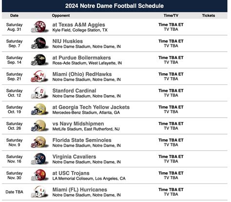 Notre Dame Football Schedule