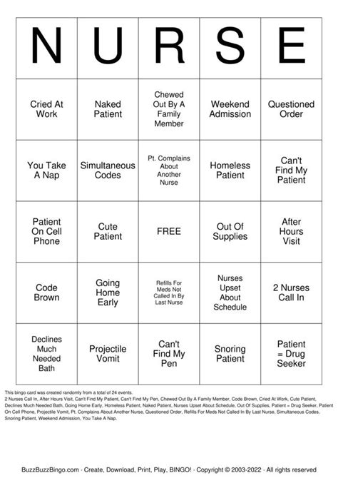 Nurses Week Bingo