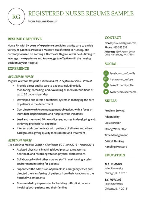 Nursing Resume Example 6