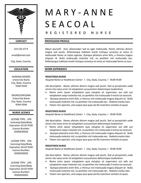 Nursing Resume Template Google Docs