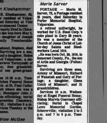 Nwi Times Obituaries Listings