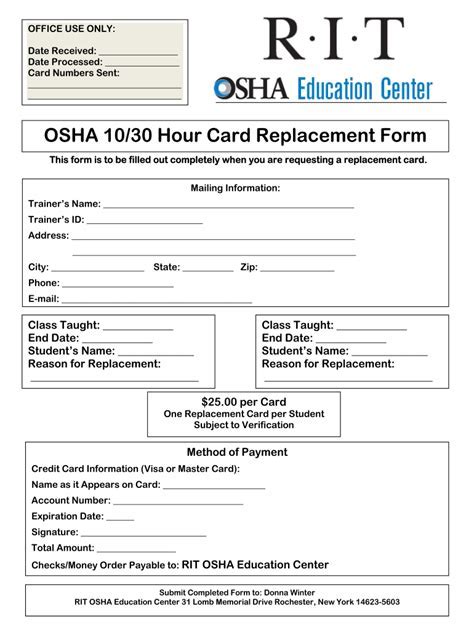 OSHA 30 Card Template Design