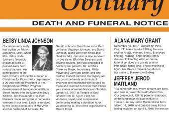 Example of an obituary organization