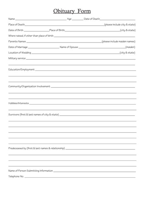 Obituary Submission Form