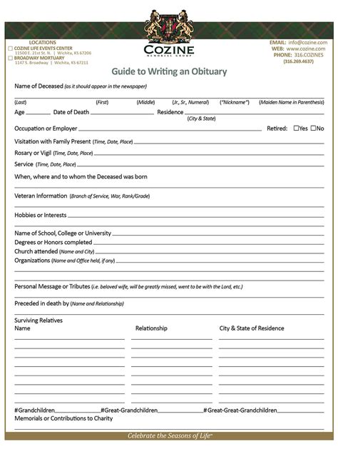 Obituary Writing Guide