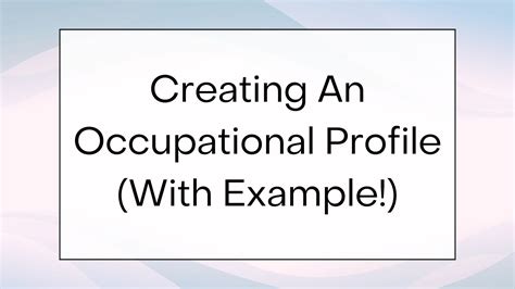 Occupational Profile Example