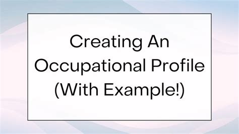 Occupational Profile Template Example