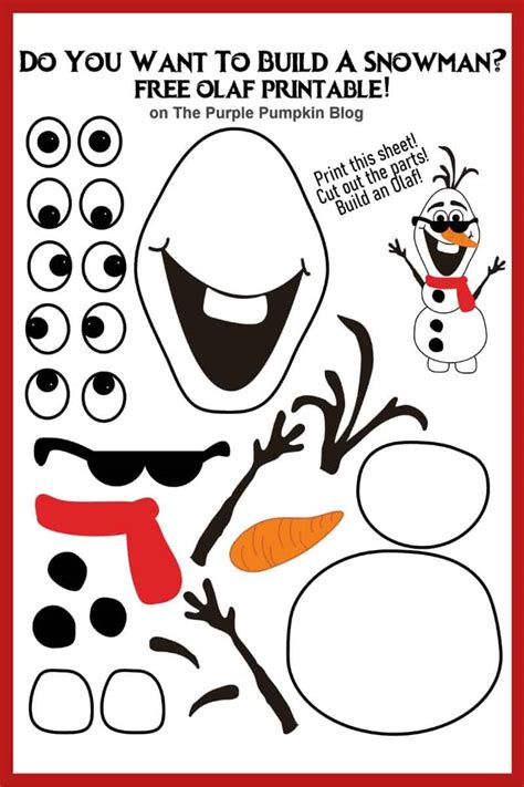 Olaf face printables for activities