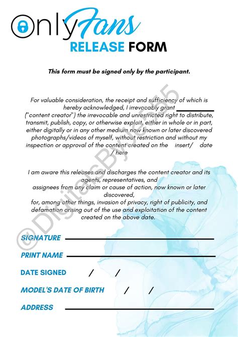 Onlyfans Model Release Contract Template