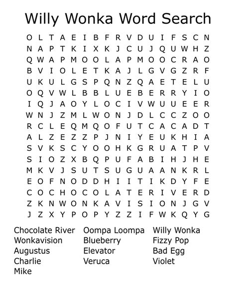 Oompa Loompa Word Search