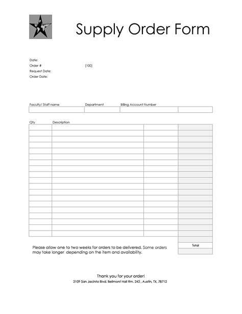 Order Form Template