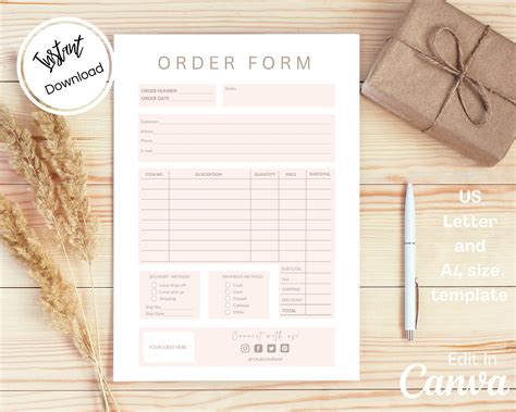 Order Form Templates for Craft Sellers