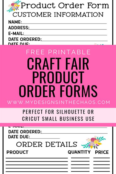 Order Forms for Craft Fairs