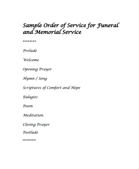 Order of Service Example