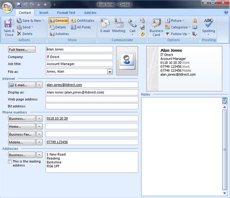 Outlook Contacts 8