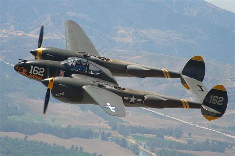 P-38 Lightning Plane in Flight