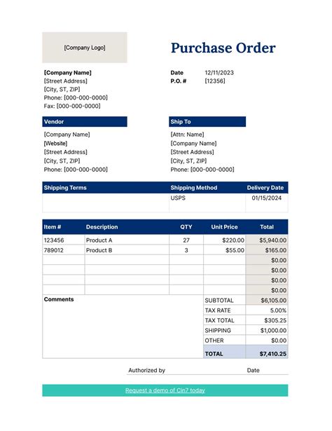 PO Template with Charts