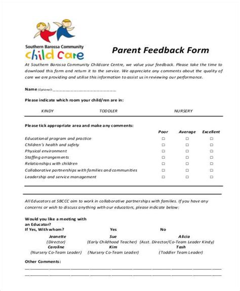 Parent Feedback Questionnaire Template