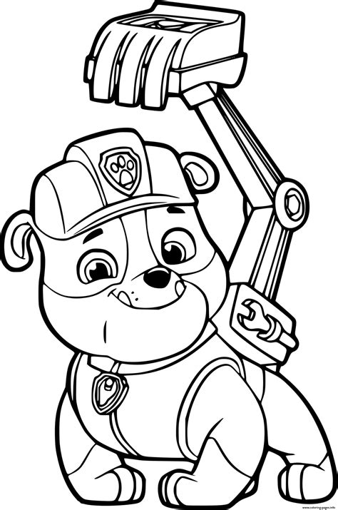 Paw Patrol Rubble Coloring Page