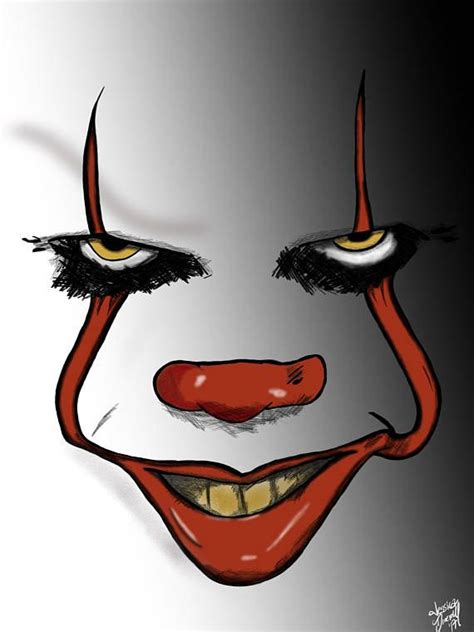 Pennywise face printable with a creepy, toothy grin