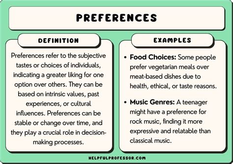 Description of Personal Preference