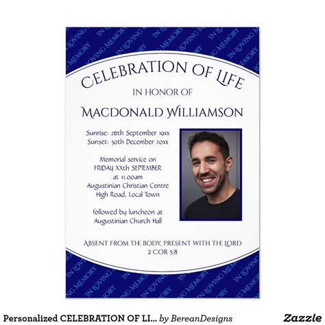 Personalized Celebration of Life Invitation