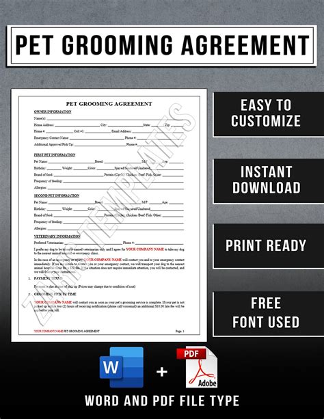 Pet Grooming Contract Template