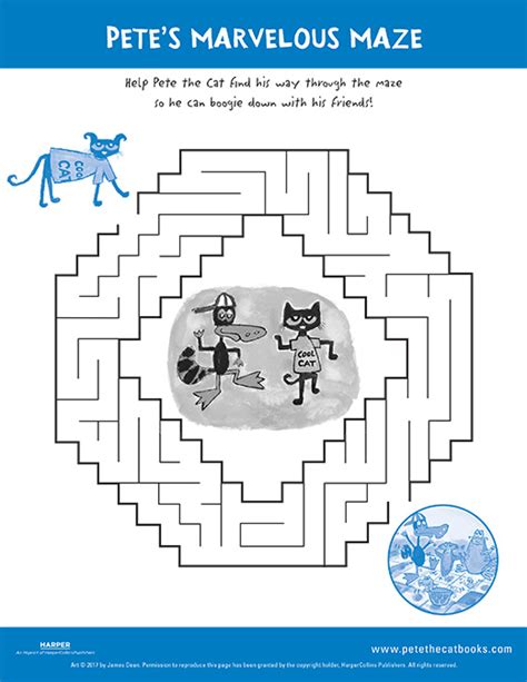 Pete the Cat maze for kids