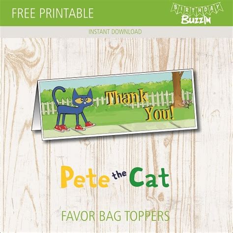 Pete the Cat Printable Favors