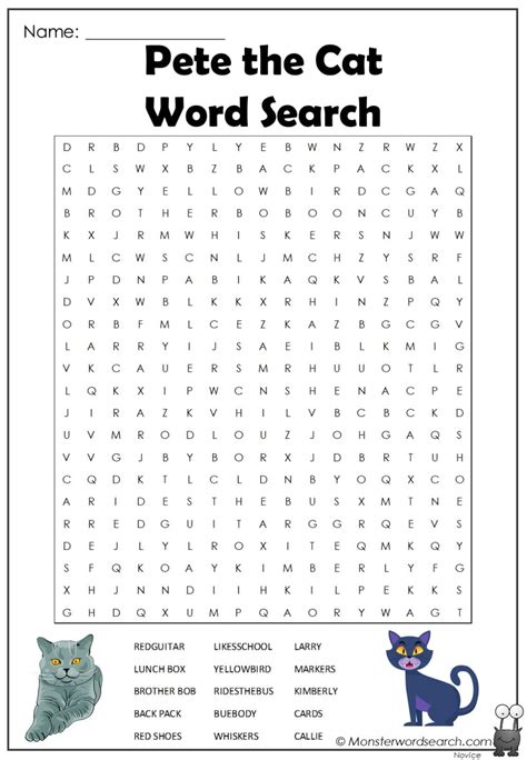 Pete the Cat Word Search 2