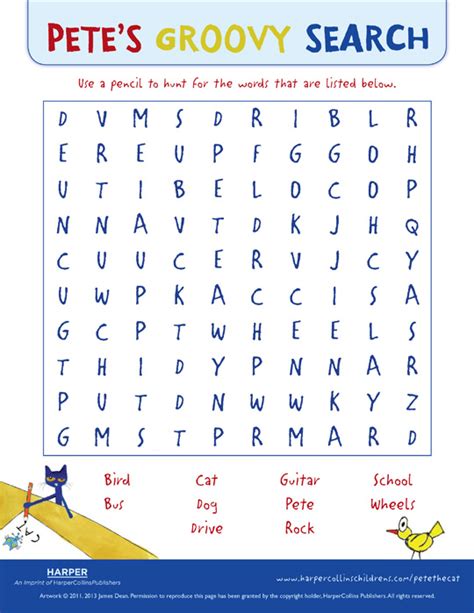 Pete the Cat Word Search 7