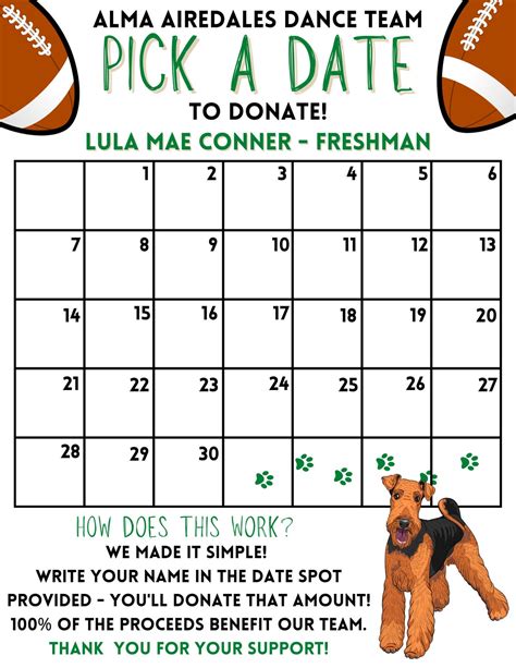 Pick A Date Calendar Fundraiser Template