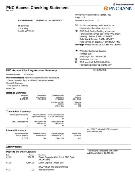 PNC Bank Statement Template Benefits