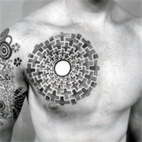 Pointillism Chest Tattoo Designs