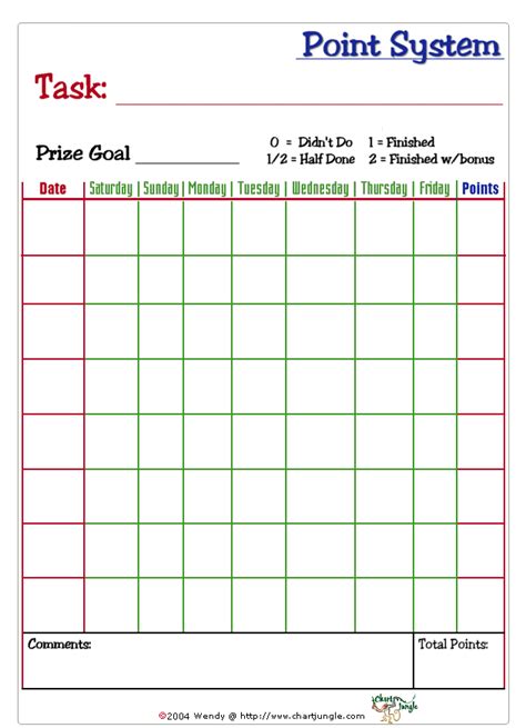 Points System Template for Kids