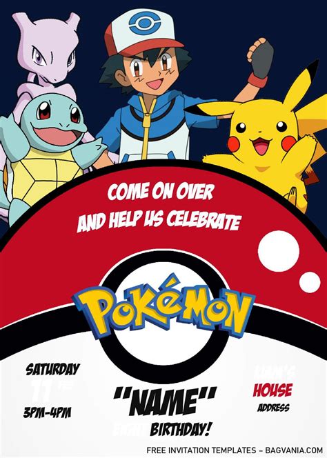 Pokémon Invitation Templates