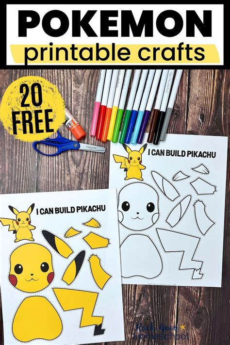 A collection of free Pokémon printable crafts for kids