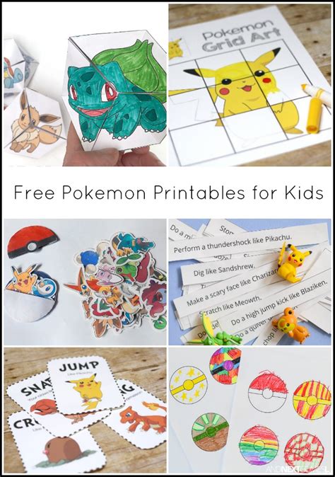 A collection of free Pokémon printable games for kids