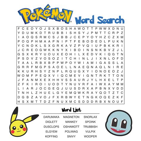 Pokémon Word Search