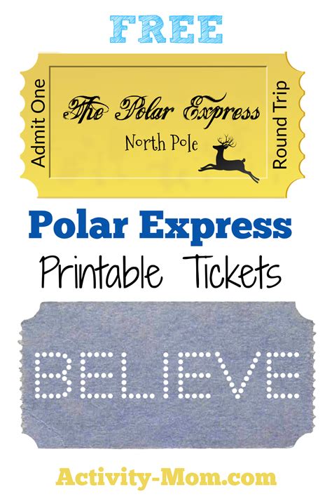 Polar Express Ticket Templates for Kids